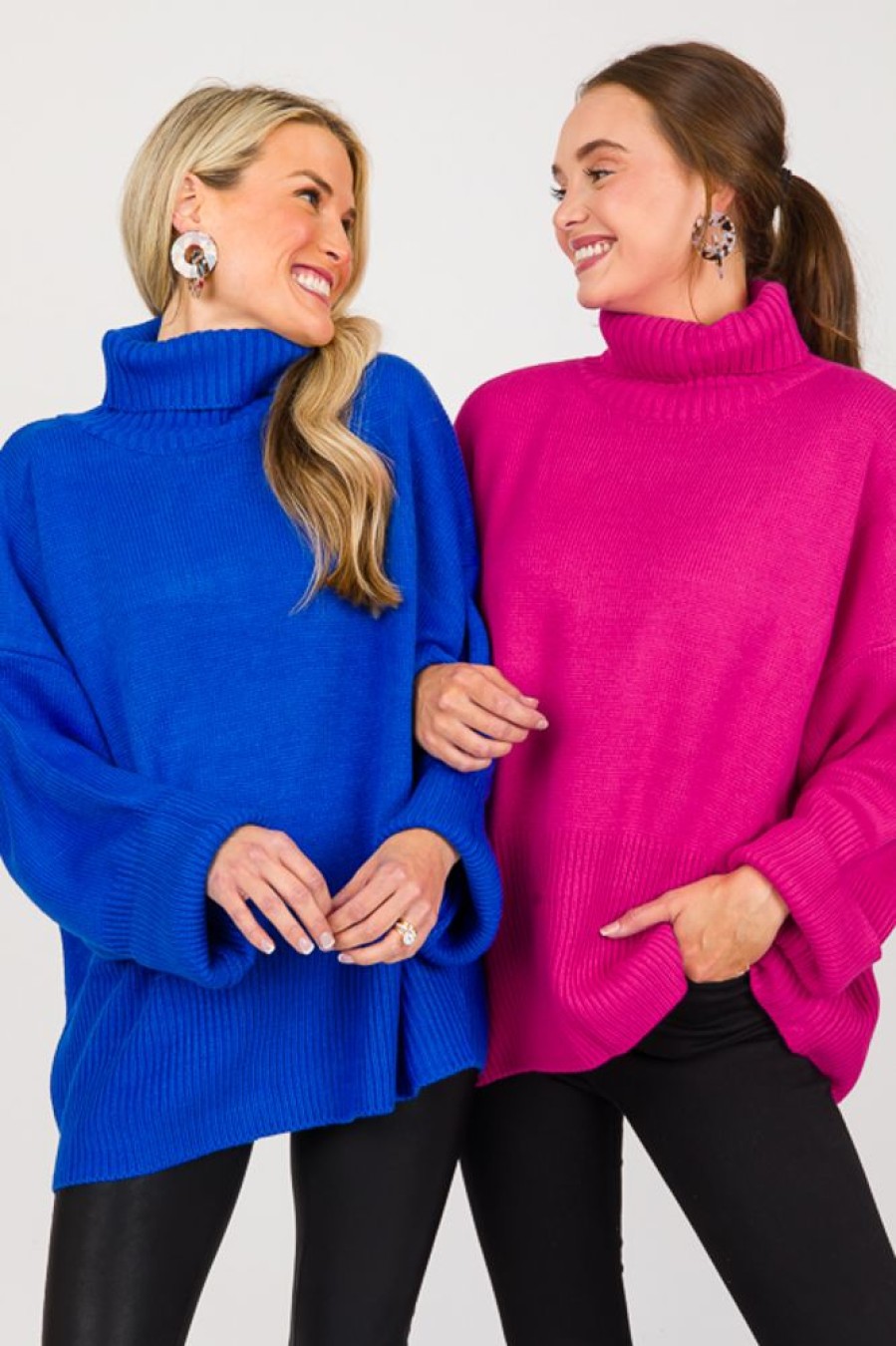 Davi & Dani 3/4 & Long Sleeve | Folly Sweater, Hot Pink