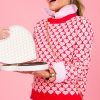 Fate by lfd 3/4 & Long Sleeve | Hanna Heart Sweater, Red Multi