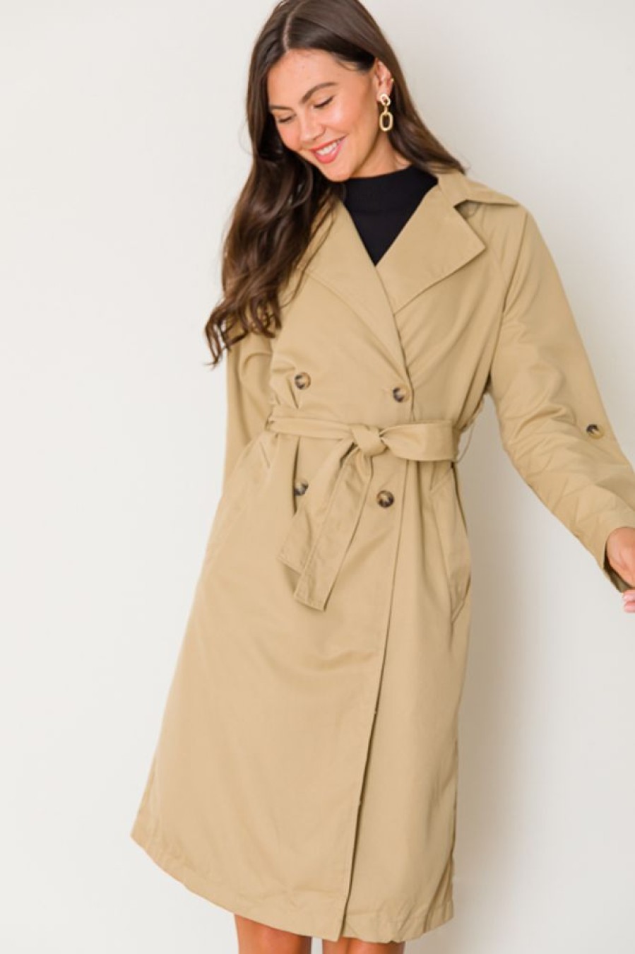 Ellison Jackets / Coats / Vests / Blazers | Belted Trench Coat, Khaki