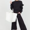 See and Be Seen 3/4 & Long Sleeve | Ruffle Shoulder Sweater, Black