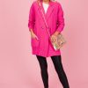 Fate by lfd 3/4 & Long Sleeve | Double Button Cardigan, Fuchsia