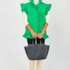 Veveret Jackets / Coats / Vests / Blazers | Ruffle Puffer Vest, Kelly Green