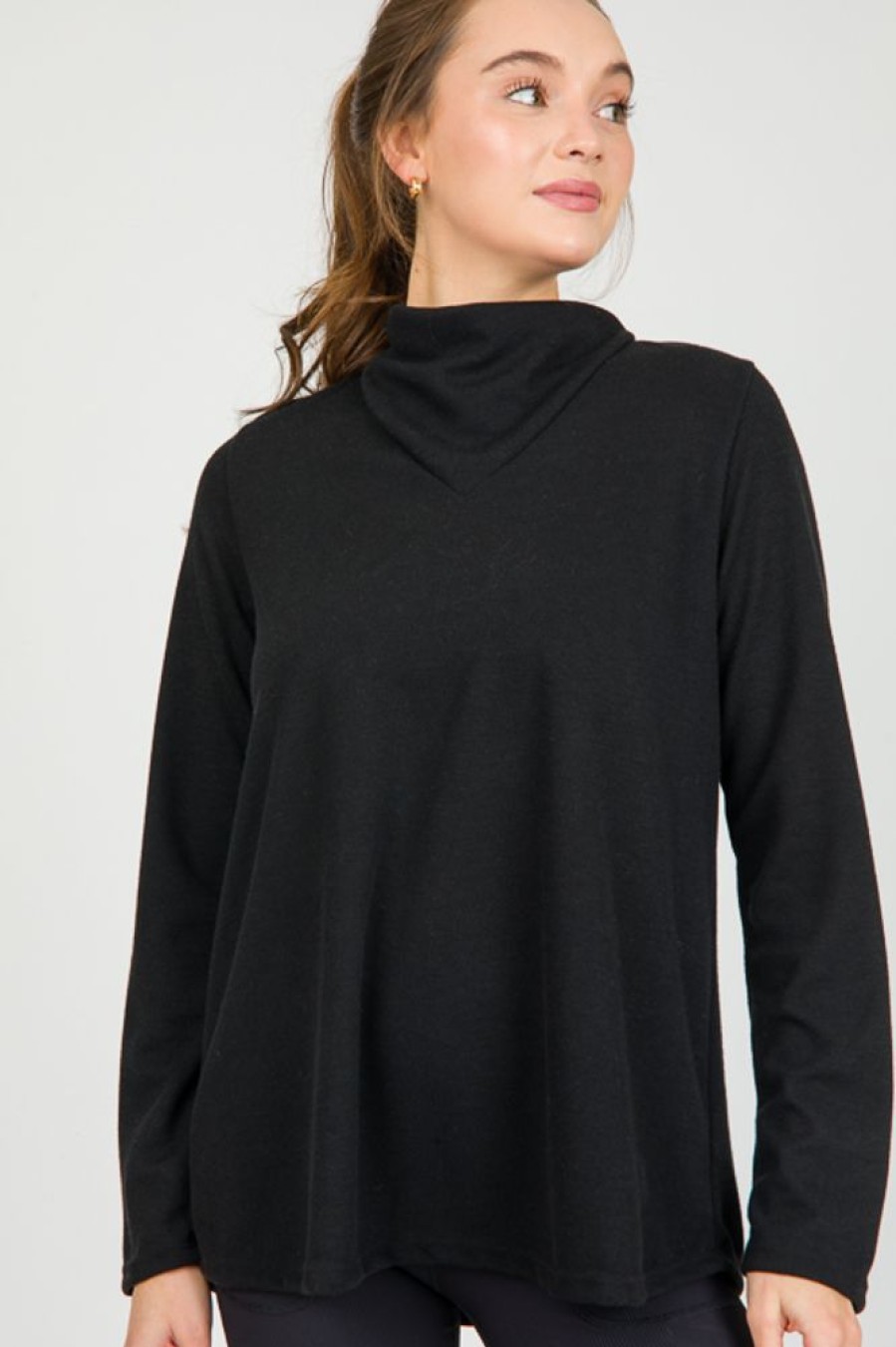 Aluvina 3/4 & Long Sleeve | Georgina Cowl Turtleneck, Black