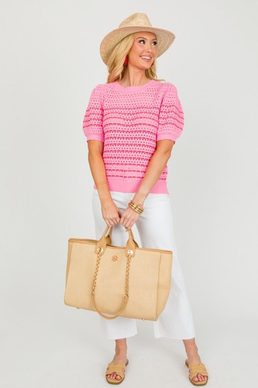 Jodifl Short Sleeve & Sleeveless | Mosby Stripe Sweater, Pink