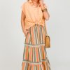 Ces Femme Skirts | Multi Stripes Maxi Skirt, Orange