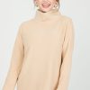 Aryeh 3/4 & Long Sleeve | Fleece Mock Neck Pullover, Tan