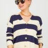 Hem & Thread 3/4 & Long Sleeve | Nora Stripe Cardigan, Navy