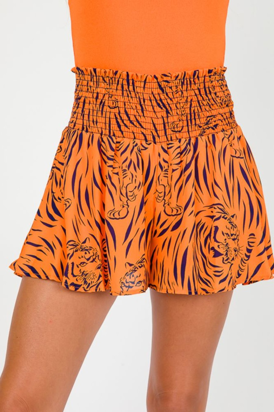 Adrienne Shorts | Bailee Smock Shorts, Tiger