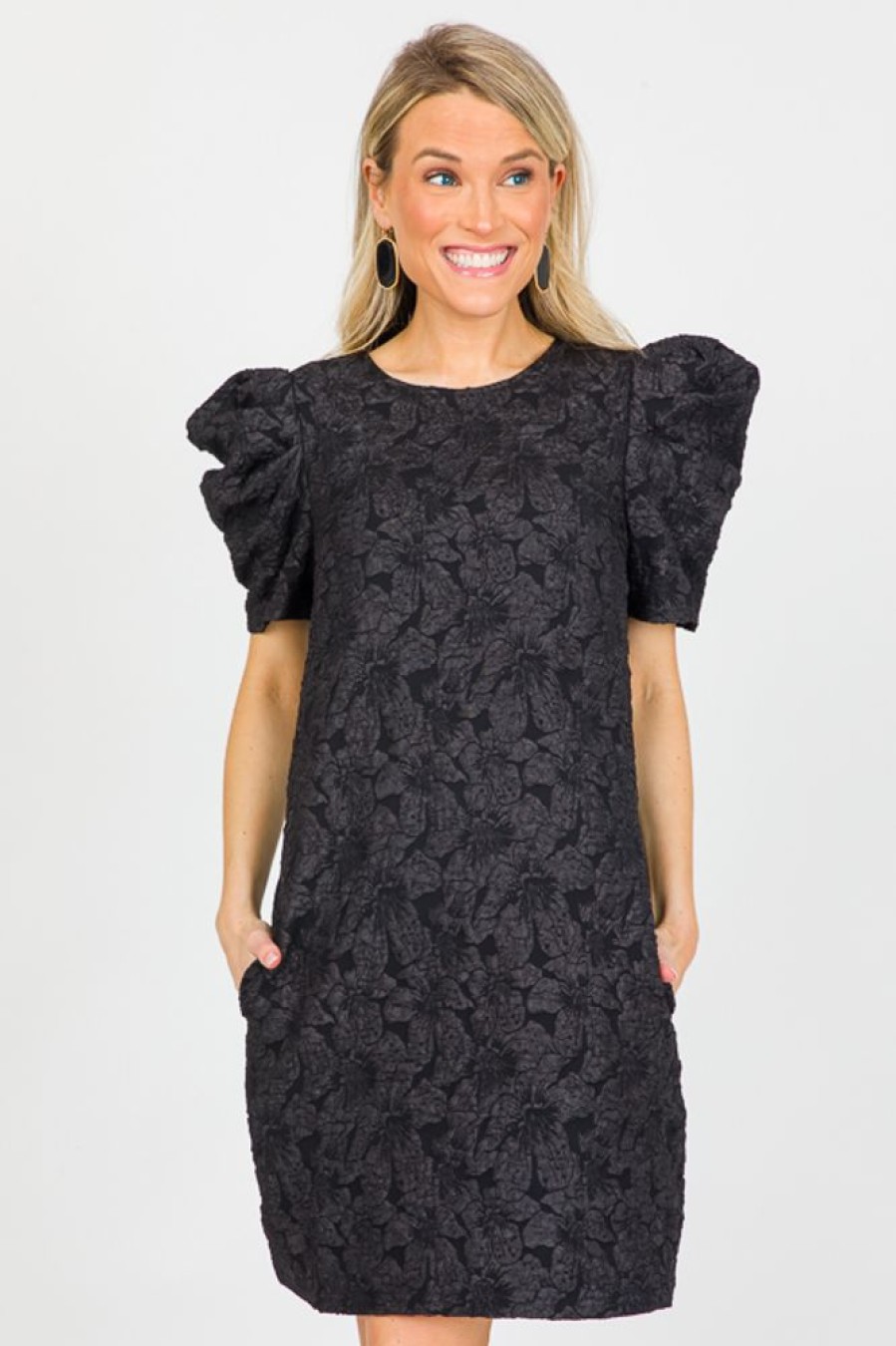 Ces Femme Little Black Dress | Brocade Texture Dress, Black