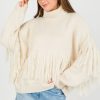 Pretty Follies 3/4 & Long Sleeve | Tassel Fringe Sweater, Cream