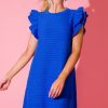 Entro Sleeveless | Flutter Sweater Dress, Royal Blue