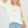 Staccato 3/4 & Long Sleeve | Crochet Detail Sweater, Ivory