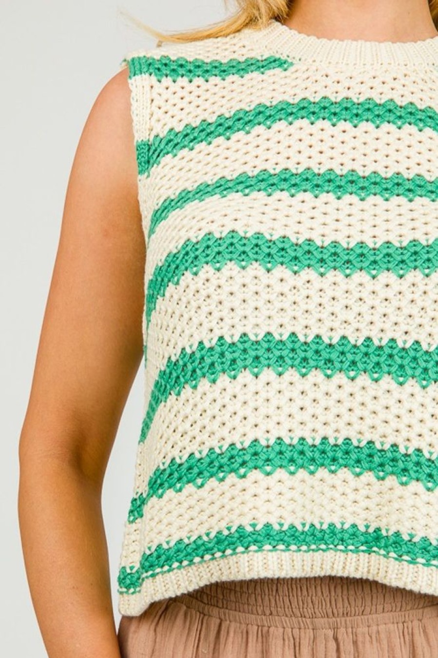 La Mel Short Sleeve & Sleeveless | Shelley Stripe Sweater, Spearmint