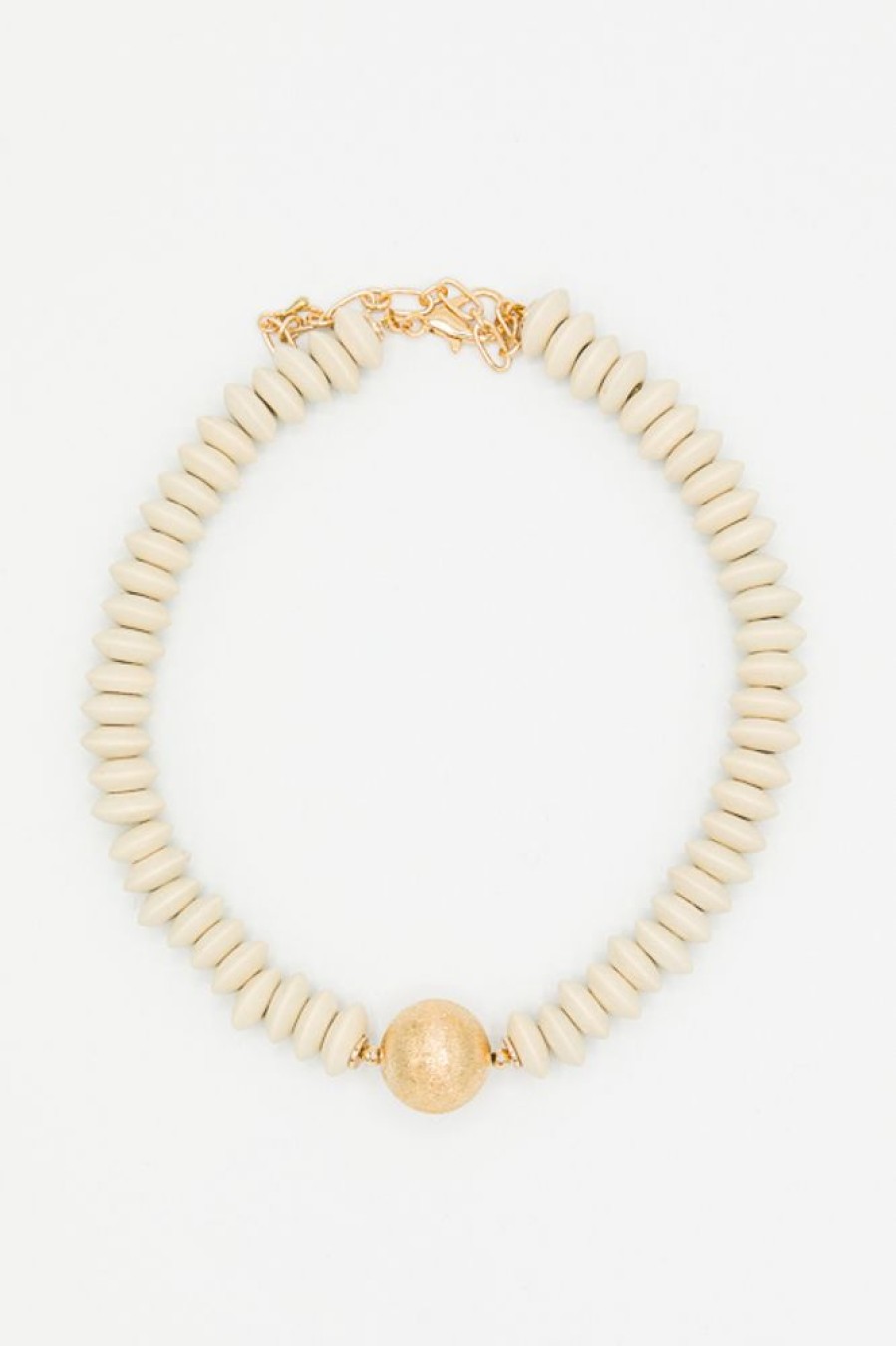 Golden Stella Jewelry | Wooden Bead & Gold Accent, Ivory