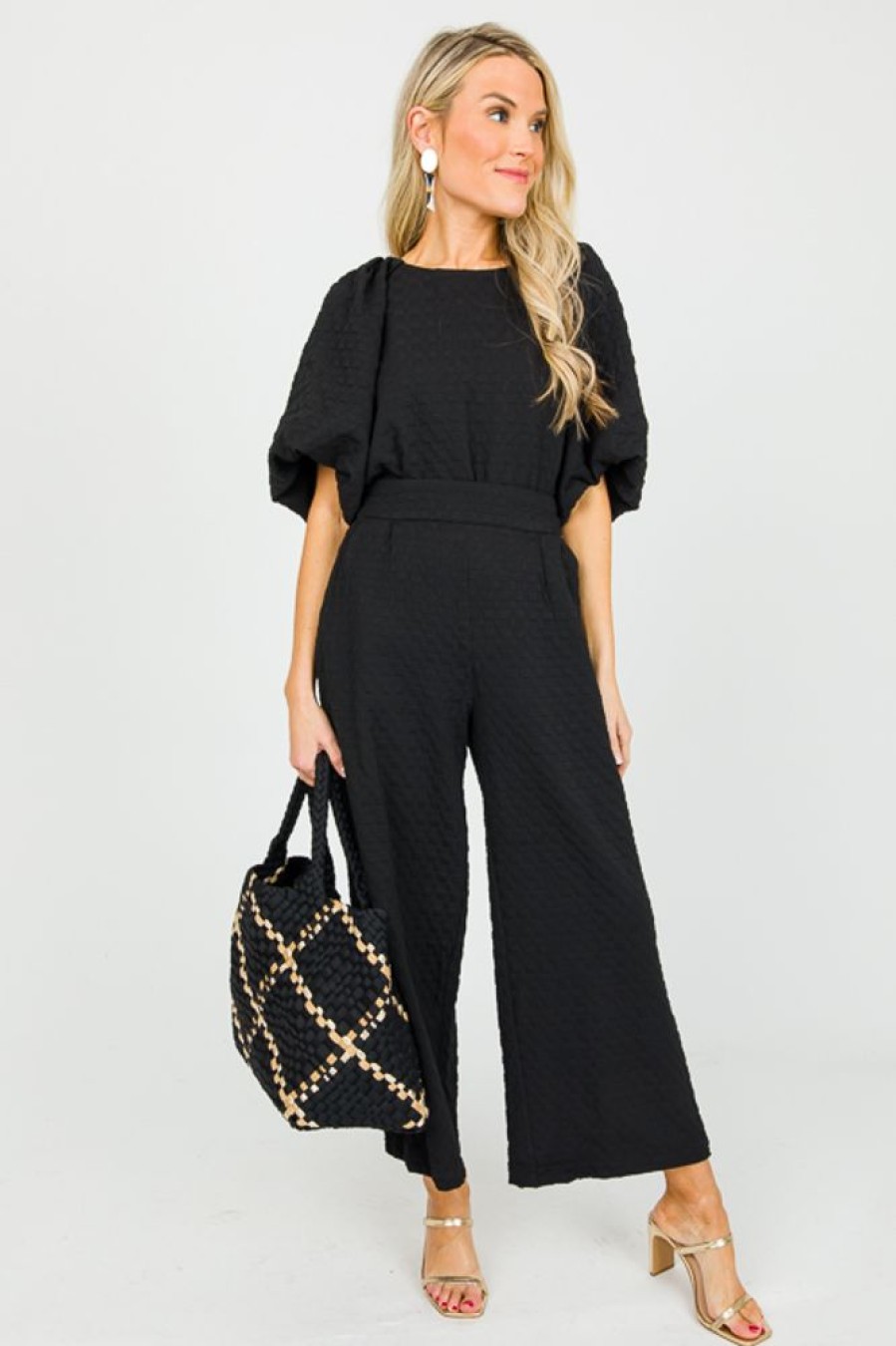 Umgee Pants & Leggings | Textured Crop Pants, Black