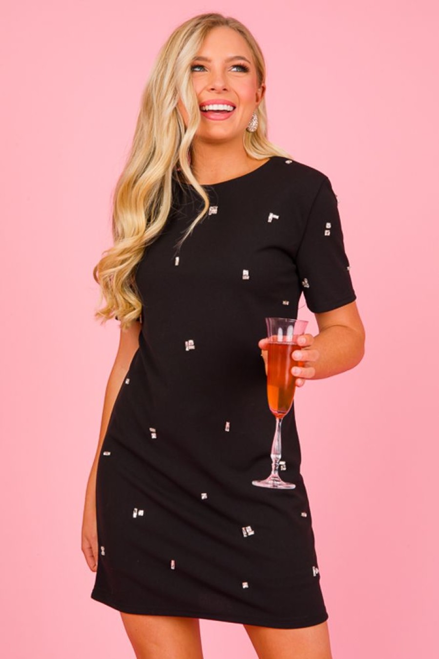 She + Sky Little Black Dress | Rhinestone Shift Dress, Black