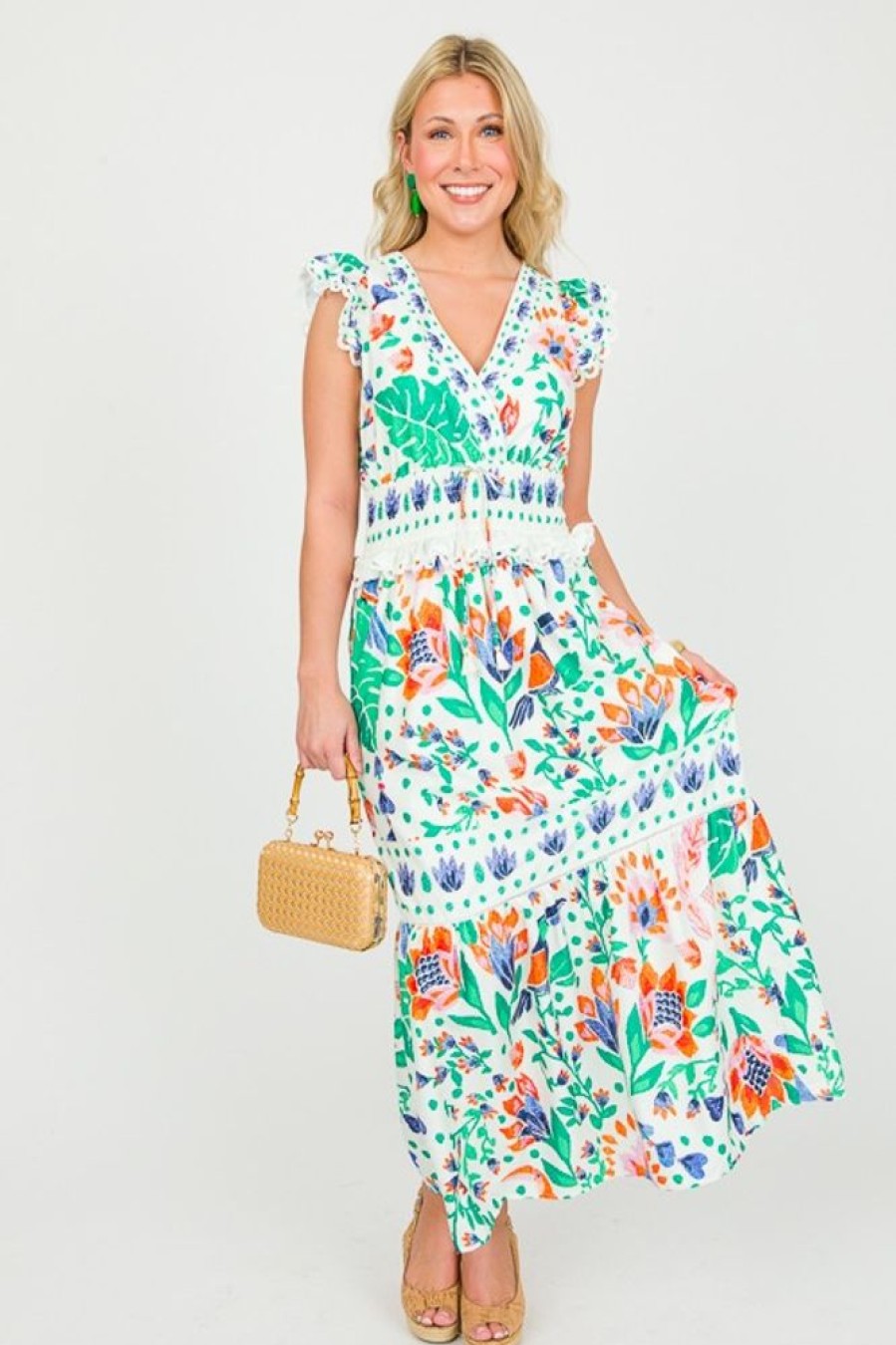 TEa and Cup Sleeveless | Punta Cana Maxi, White Multi