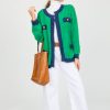 Jodifl 3/4 & Long Sleeve | Eyelash Colorblock Cardi, Kelly Green