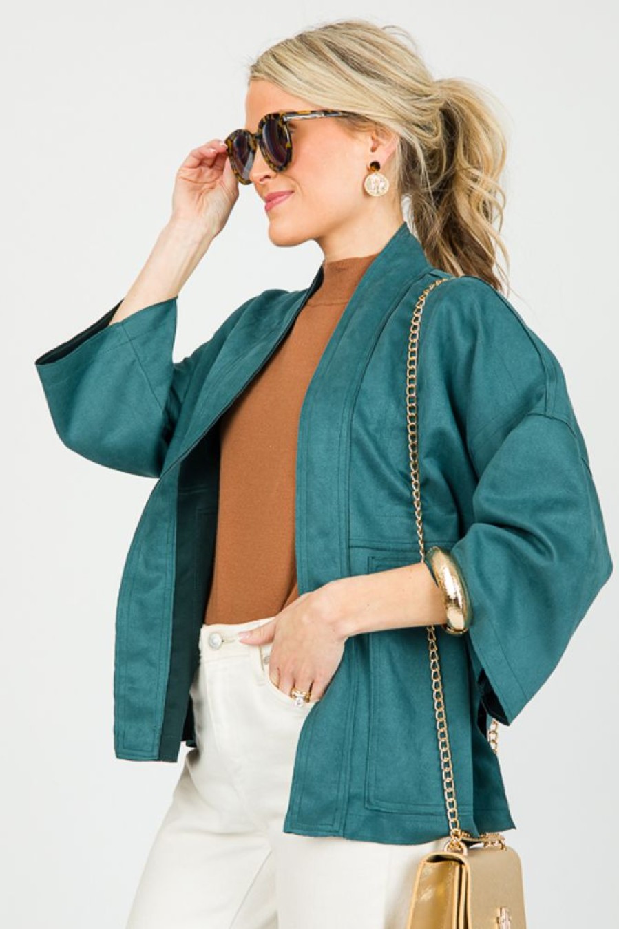 Thml Jackets / Coats / Vests / Blazers | Suede Half Sleeve Jacket, Teal