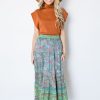 Current Air Skirts | Floral Borders Maxi Skirt, Teal