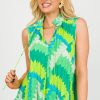 Thml Short Sleeve & Sleeveless | Pleated Pattern Tank, Green