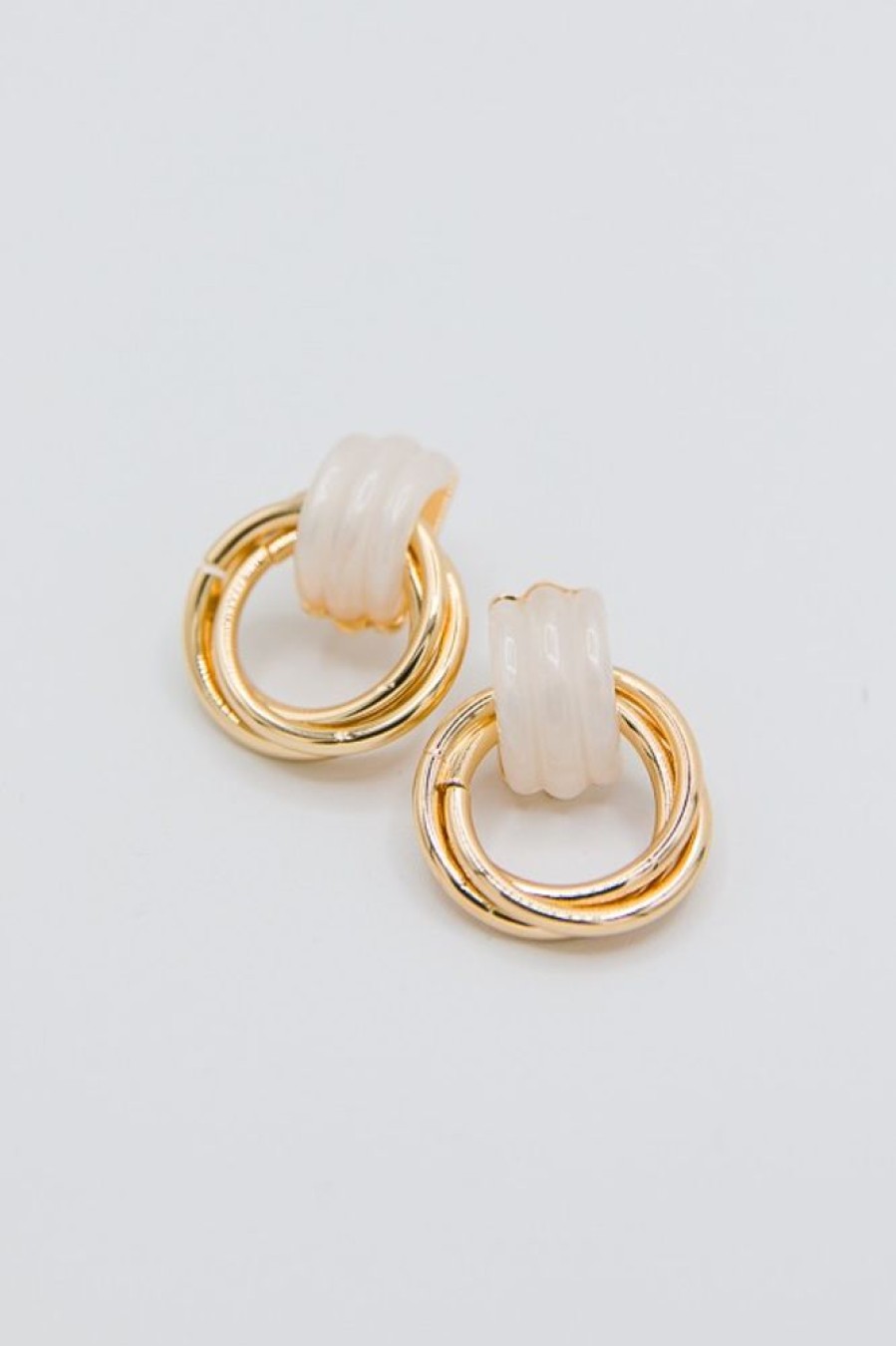 Golden Stella Jewelry | Triple Knotted Earrings, White