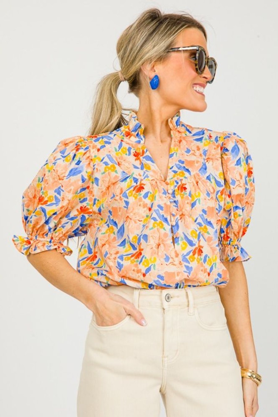 Entro Short Sleeve & Sleeveless | Just Peachy Floral Top