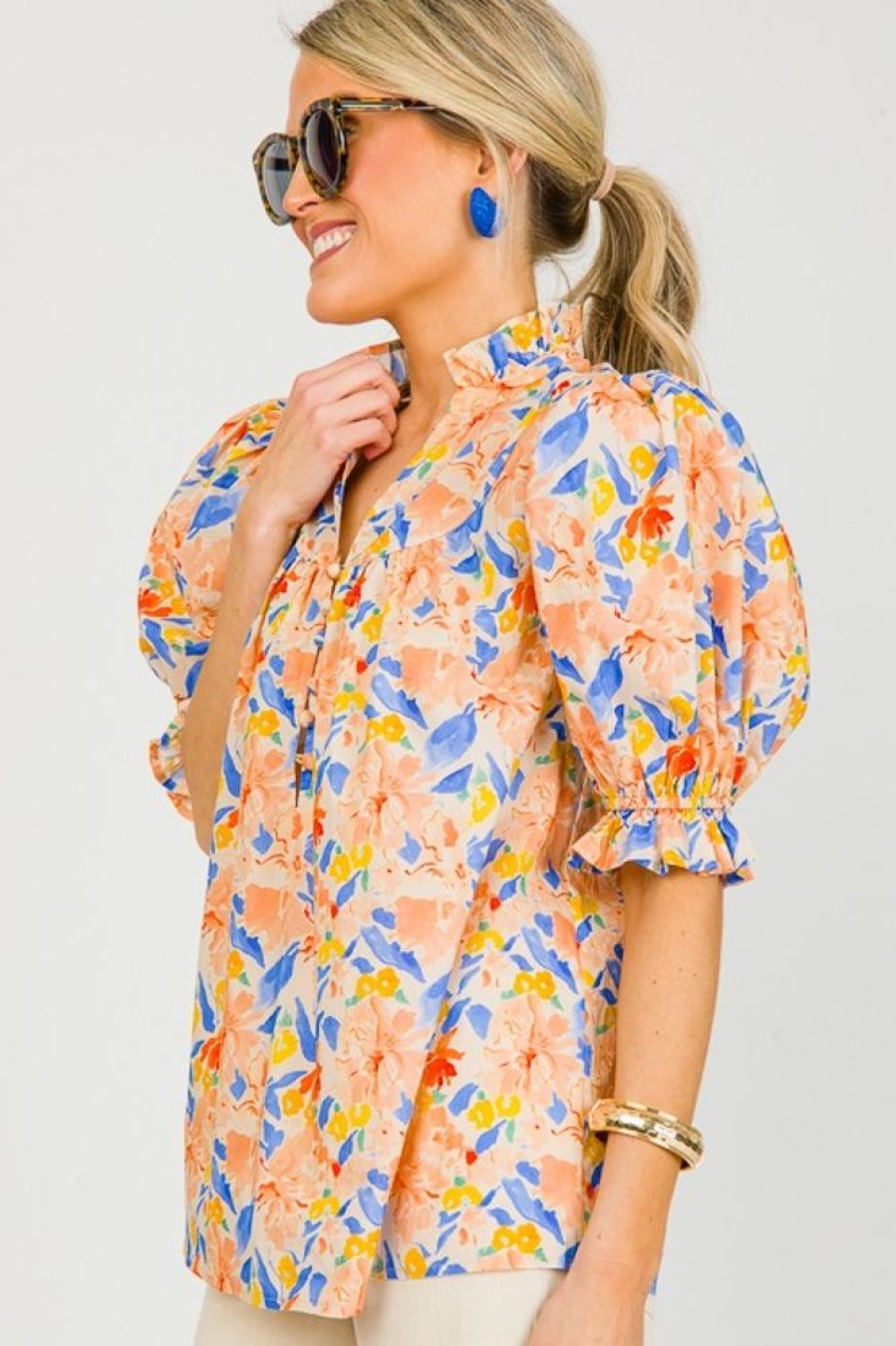 Entro Short Sleeve & Sleeveless | Just Peachy Floral Top