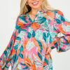 Cotton Bleu 3/4 & Long Sleeve | Vivid Floral Blouse, Pink Combo