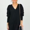 Pinch Little Black Dress | V-Neck Sweater Dress, Black