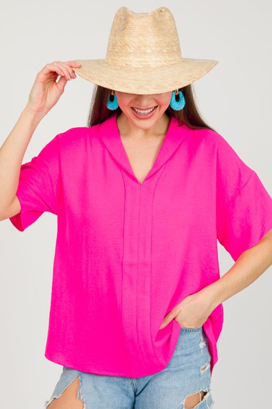 Jodifl Short Sleeve & Sleeveless | Maria Blouse, Hot Pink