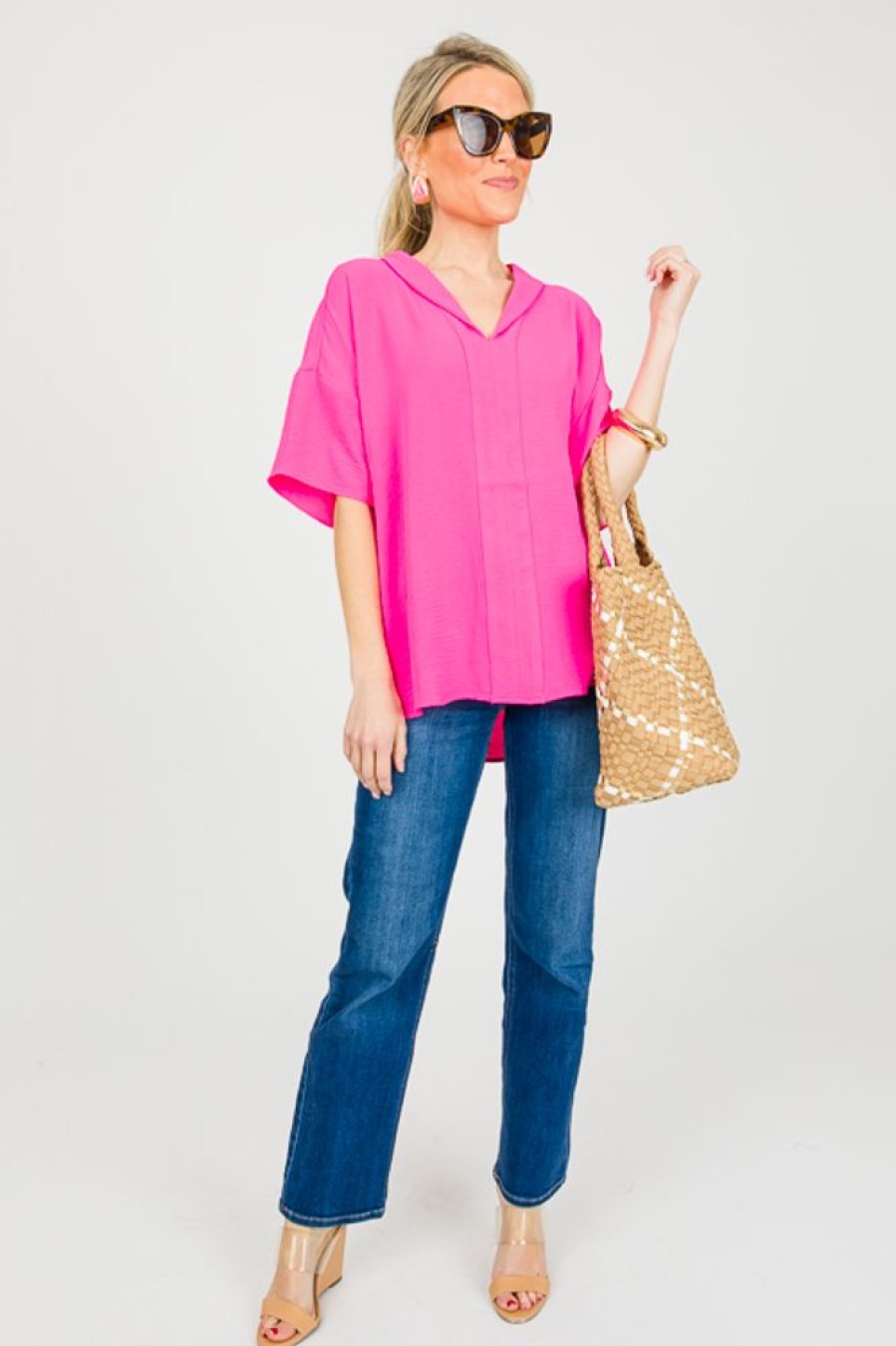 Jodifl Short Sleeve & Sleeveless | Maria Blouse, Hot Pink