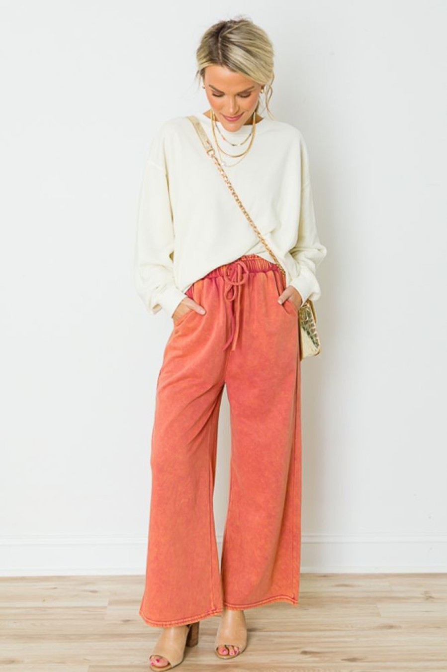 Lime N Chili Pants & Leggings | Mineral Wash Casual Pants, Rust