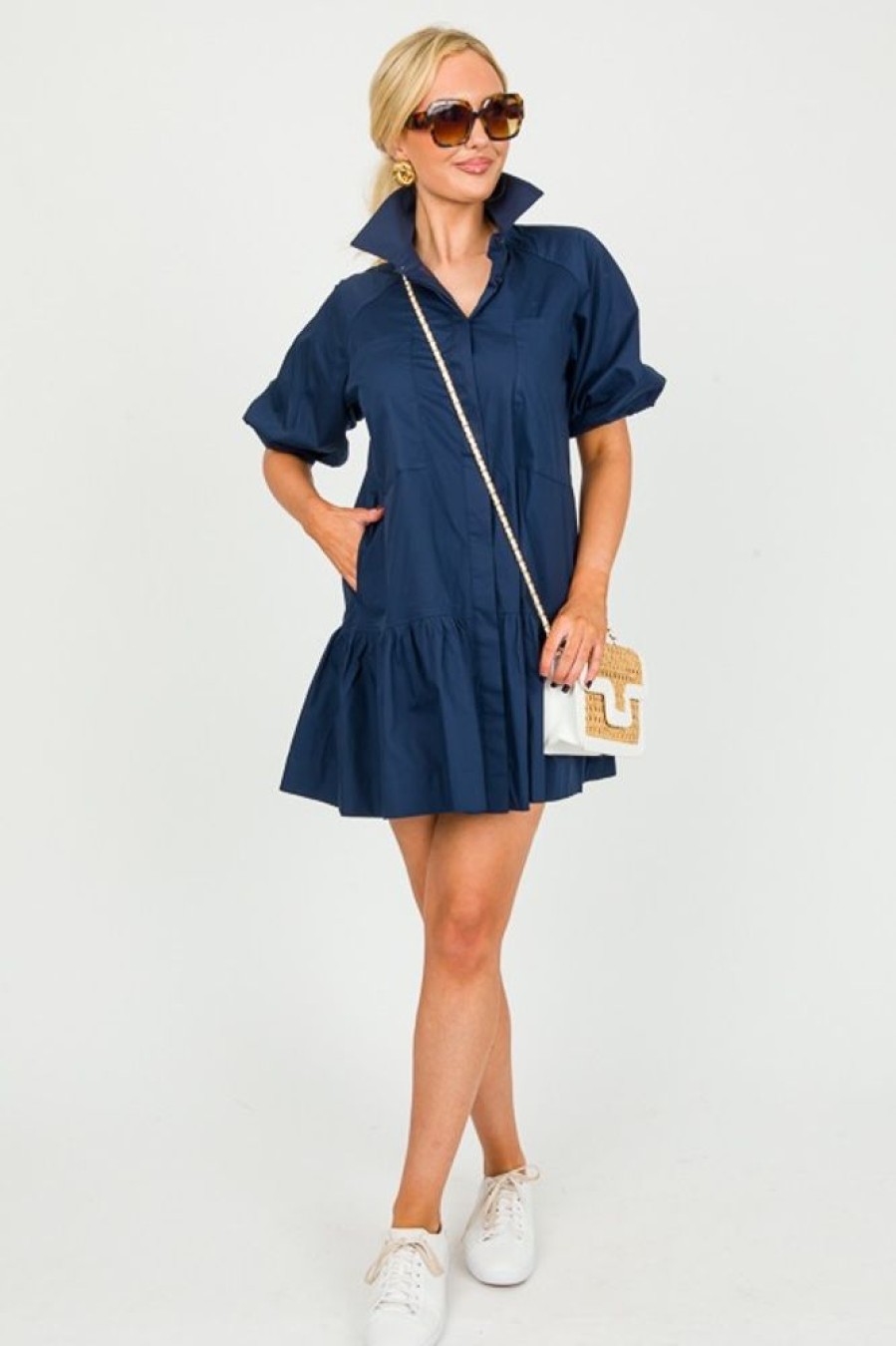 Pinch Dresses W/ Sleeves | Anise Shirt Dress, Navy