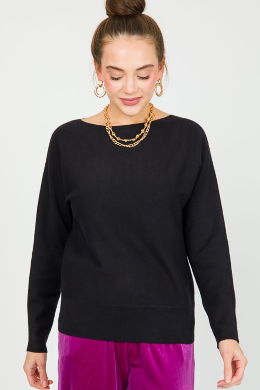 be cool 3/4 & Long Sleeve | Sloan Dolman Sweater, Black