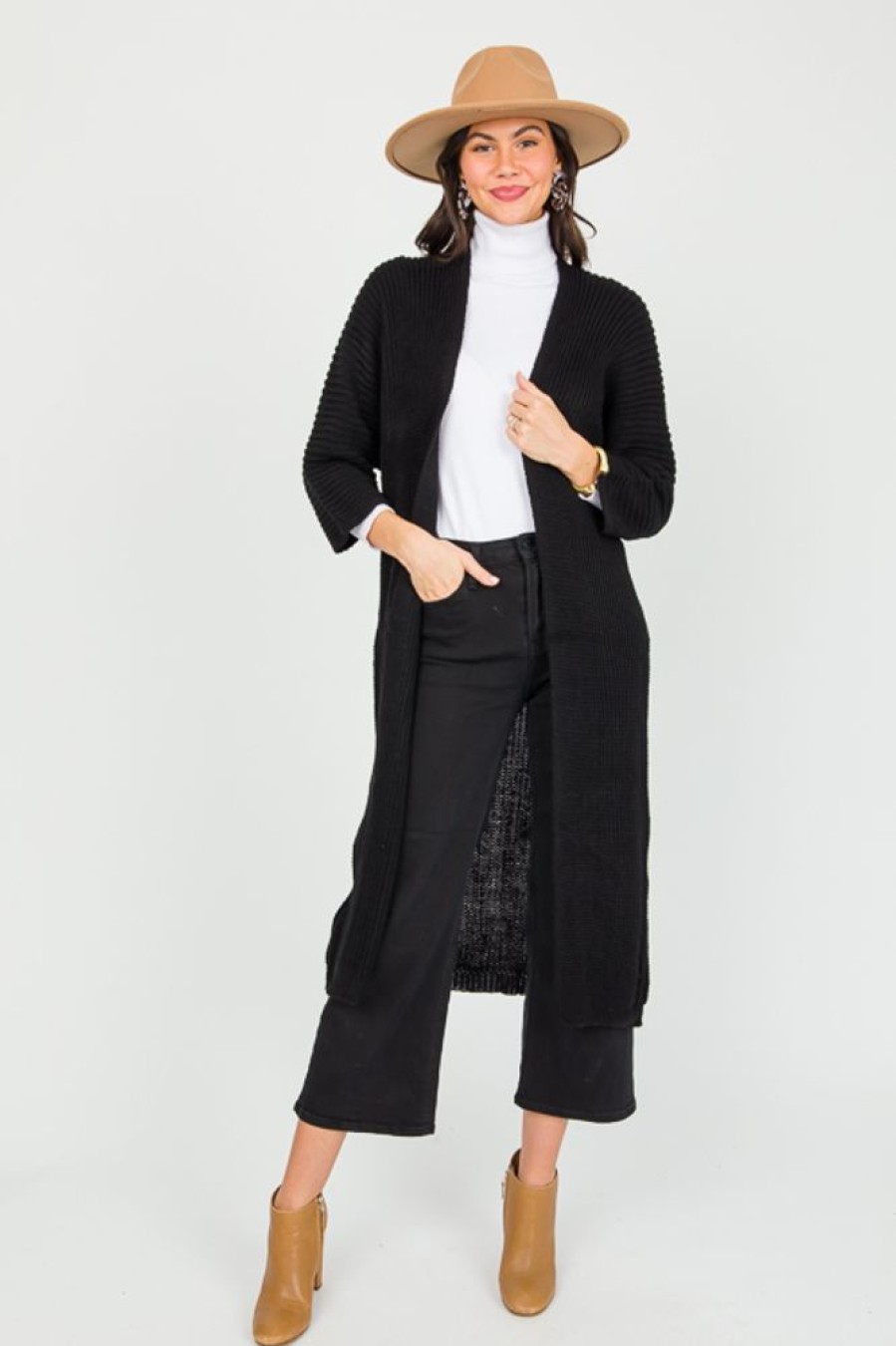 Venti6 3/4 & Long Sleeve | Dolman Sweater Cardigan, Black