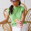 &merci Short Sleeve & Sleeveless | Pointelle Sweater Vest, Pastel Lime