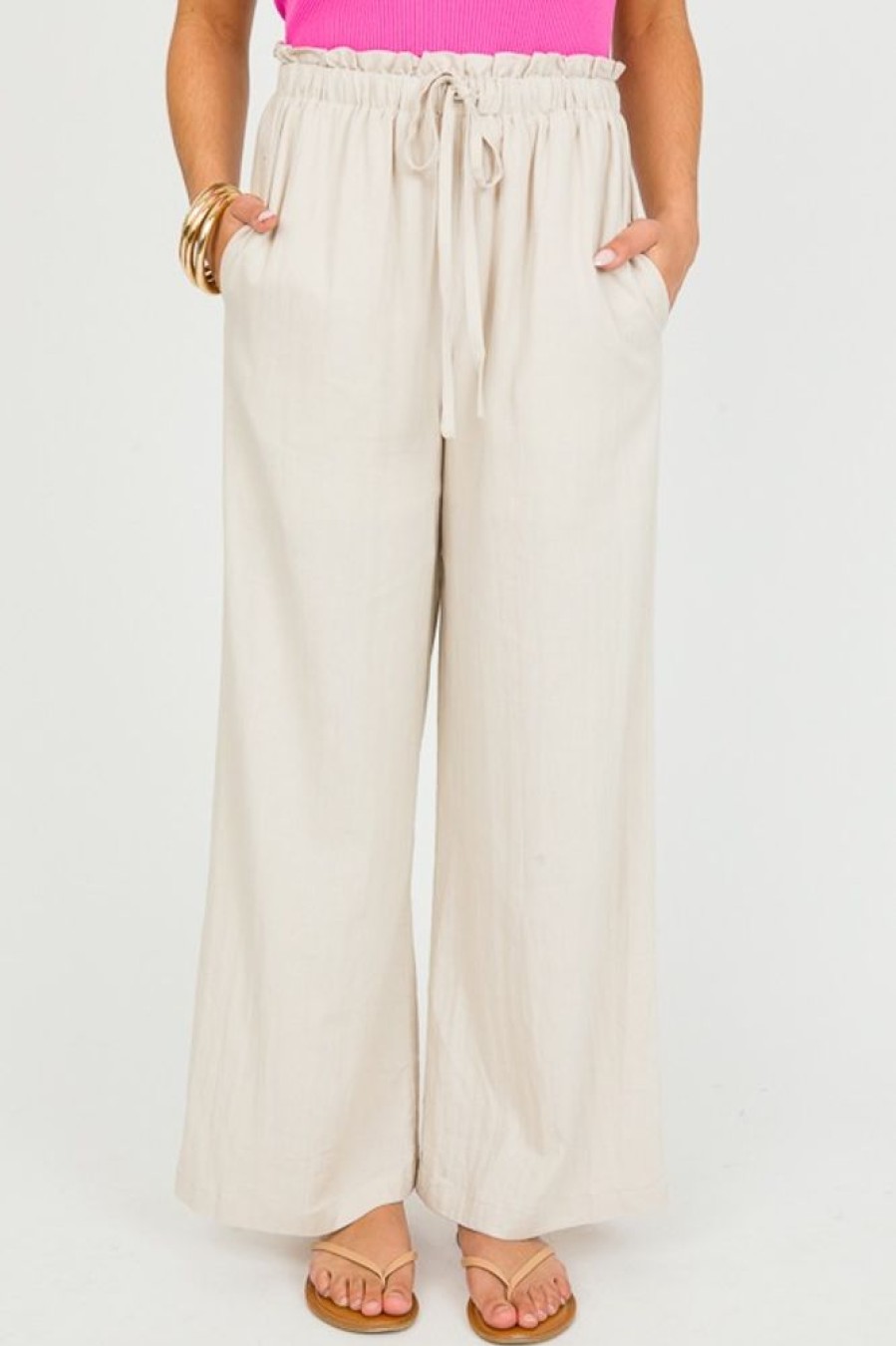 Mystree Pants & Leggings | Mona Linen Pants, Stone