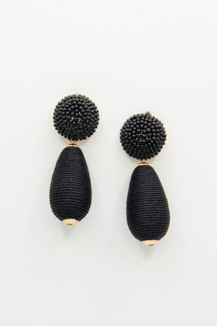 Golden Stella Jewelry | Thread Teardrop Bead Earrings, Black