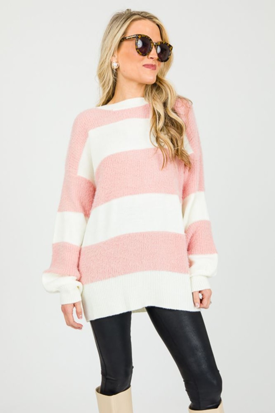 Vine & Love 3/4 & Long Sleeve | Eyelash Blush Stripes Sweater