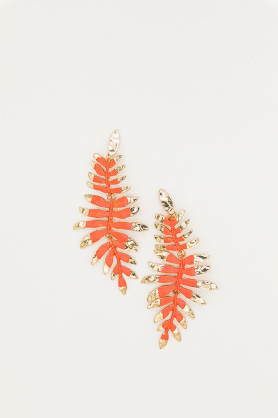 Golden Stella Jewelry | Color Coated Leaf Earring, Orange