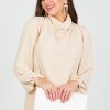 beeson river 3/4 & Long Sleeve | Collins Cowl Blouse, Oatmeal