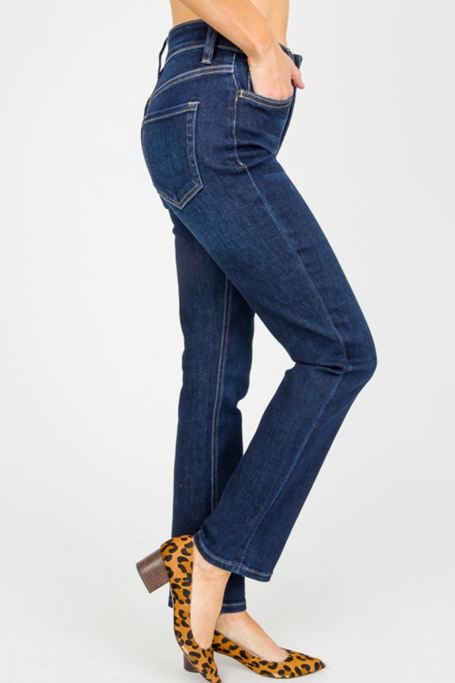 Vervet Jeans | Jeanne Slim Straight, Dark