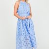 Umgee Maxi & Midi | Tonal Check Halter Midi, Periwinkle