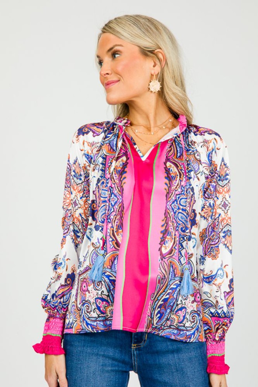 Thml 3/4 & Long Sleeve | Paisley Print Long Sleeve Blouse