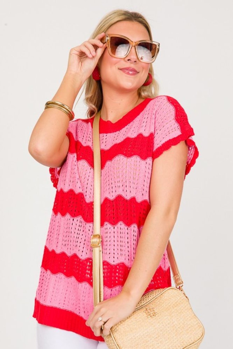 Jodifl Short Sleeve & Sleeveless | Wavelength Sweater, Red/Pink