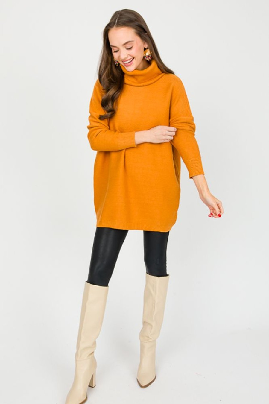 Davi & Dani 3/4 & Long Sleeve | Campbell Sweater, Orange Tan