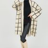 Doe and Rae 3/4 & Long Sleeve | Grid Sweater Cardigan, Oat/Black