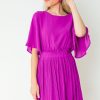 LLove Dresses W/ Sleeves | Alma Pleated Dress, Magenta