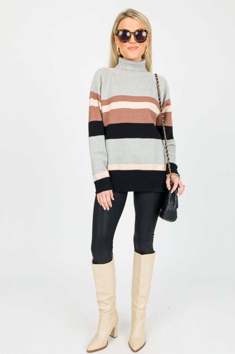 Main Strip Appareal 3/4 & Long Sleeve | Nancy Neutral Stripe Sweater